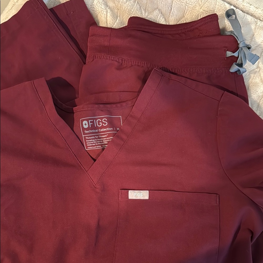 Figs Maroon Medical Scrub Set
